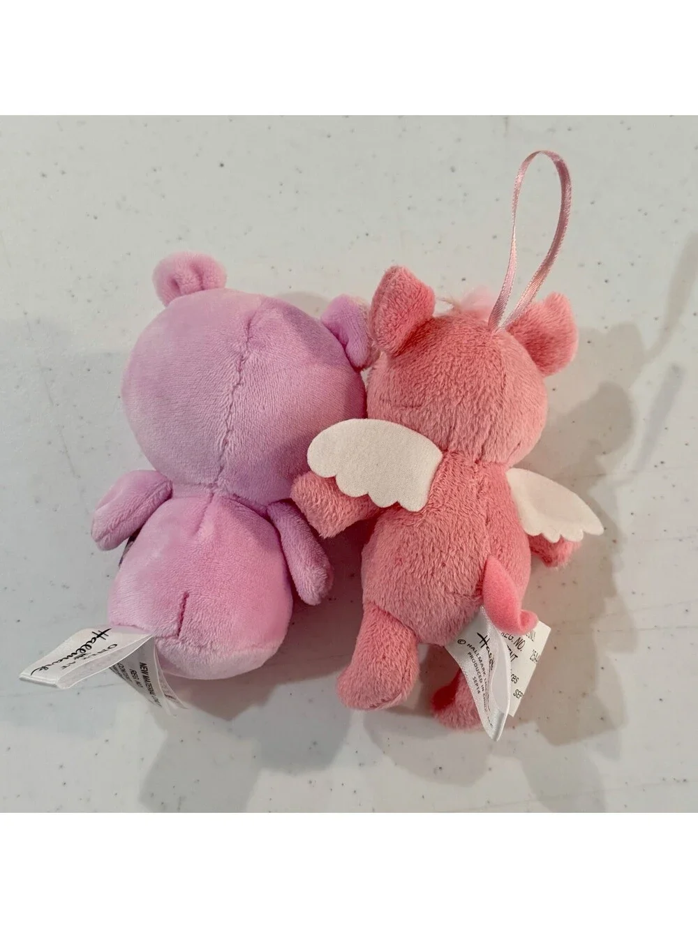 Hallmark Itty Bittys Lot Of 2 - Pink Hippo ❤️ Cupid Pig Plush 🐷 🦛